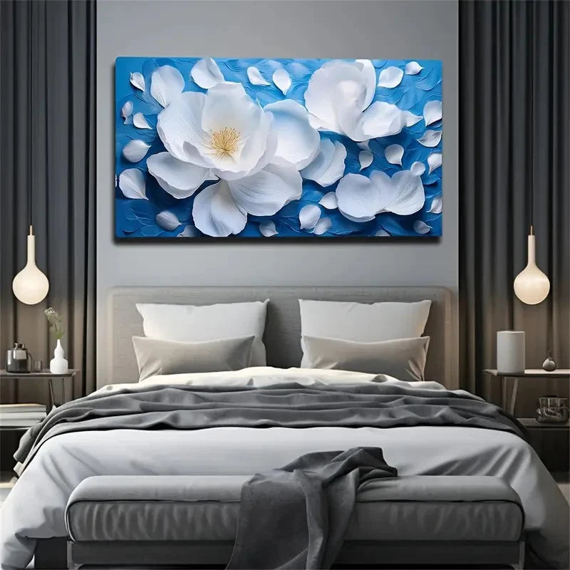 Modern Bohemian Blue Wall Art Canvas Office Home Room Framed 120x60cm