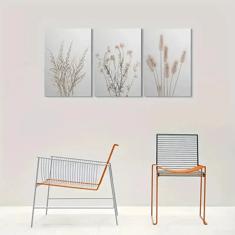 3pcs Beige Floral Botanical Themed Wall Art Set Canvas Framed 60x90cm - High Quality Print 100% Australian Made Wall Canvas Ready to Hang - Bella Home Decor