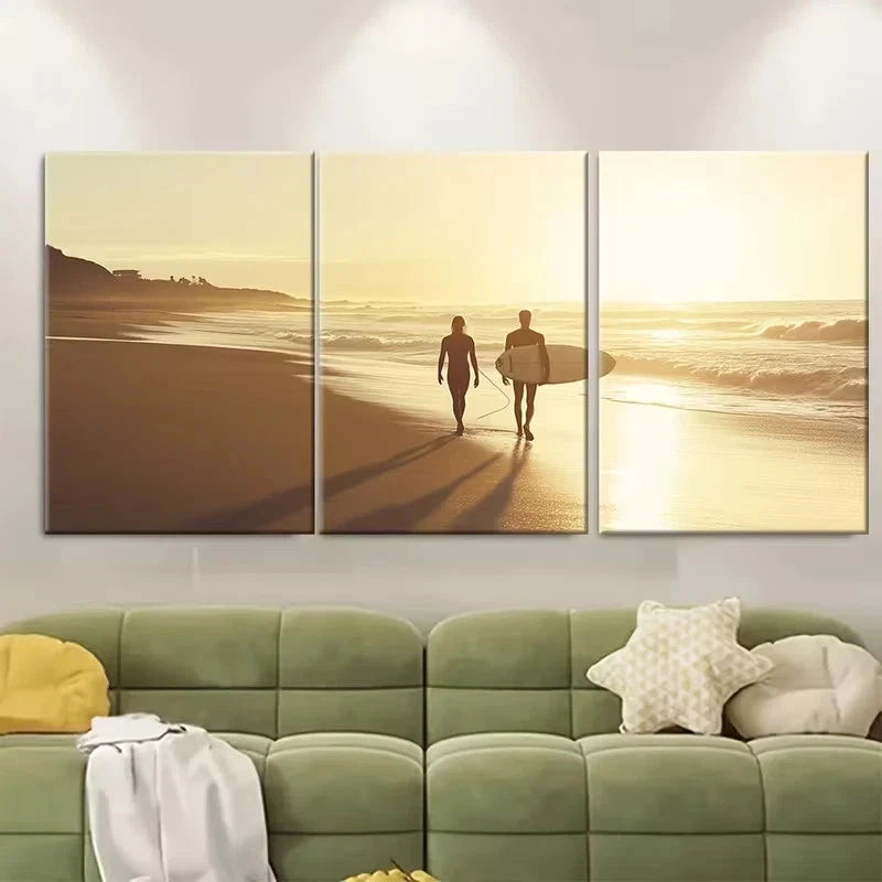 3pcs Vibrant Beach Sunset Scenes Wall Art Set Canvas Framed 60x90cm – High Quality Print 100% Australian Made Wall Canvas Ready to Hang