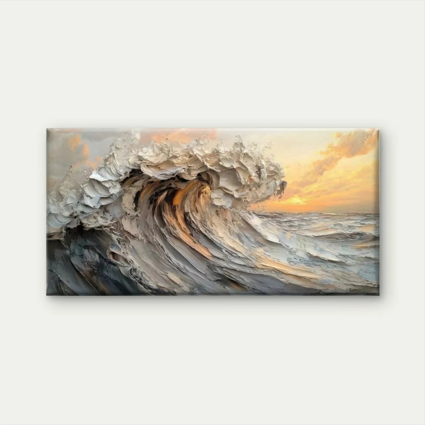 Abstract Coastal Ocean Wave Wall Art Canvas Office Home Room Framed 120x60cm