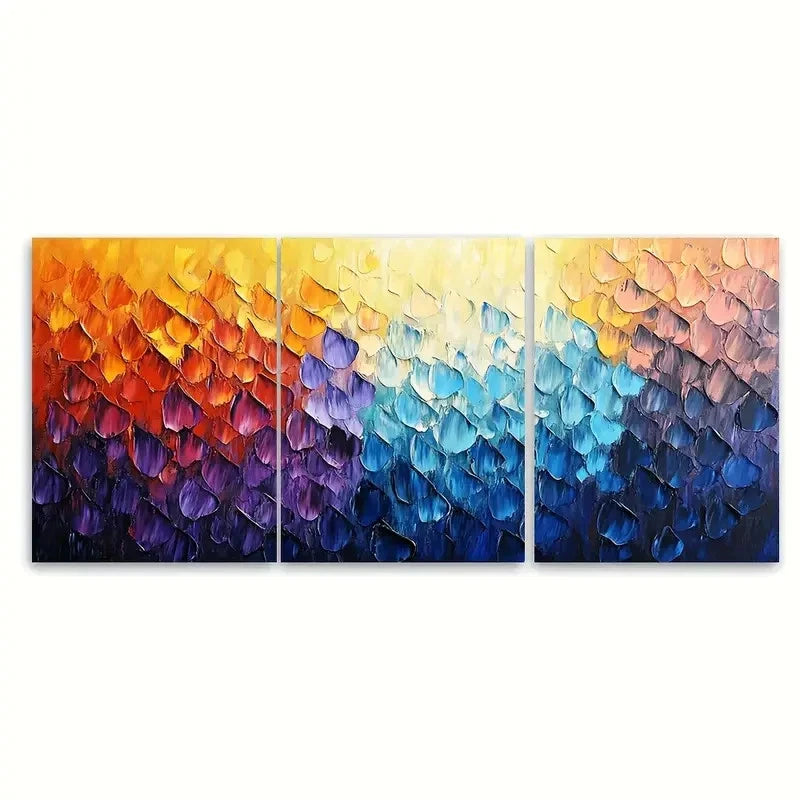 3pcs Abstract Multicolor Textured Painting  Wall Art Set Canvas Framed 40x60cm - High Quality Print 100% Australian Made Wall Canvas Ready to Hang - Bella Home Decor