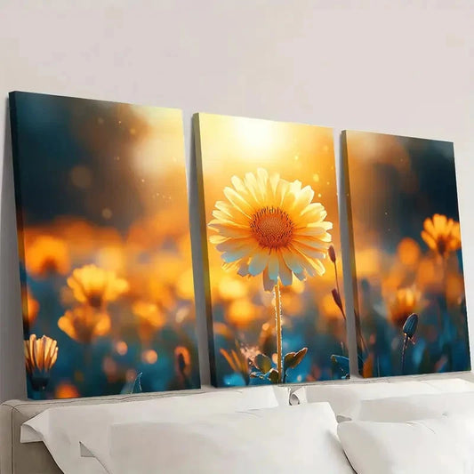 3pcs Dandelion Field Painting FH Wall Art Set Canvas Framed 50x70cm - High Quality Print 100% Australian Made Wall Canvas Ready to Hang