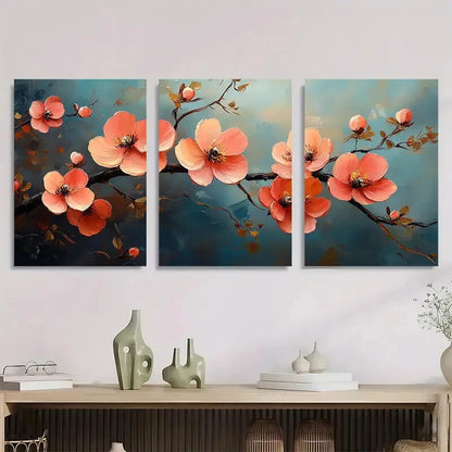 3pcs Abstract Floral Landscape Painting Metal Print Ready to Hang Art - Bella Home Decor