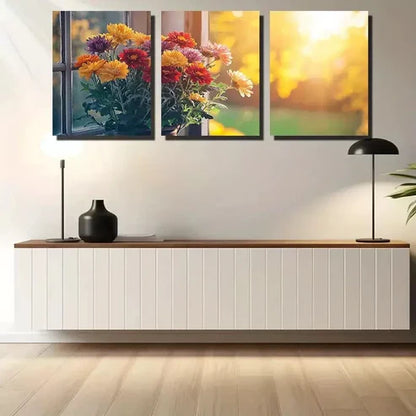 3pcs triple mural painting set Flowers Wall Art Canvas Unframed - High Quality Print 100% Australian Made Wall Canvas