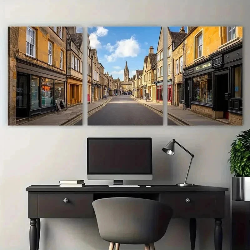 3pcs Cheltenham Cotswold's Architecture Perfect Wall Art Canvas Framed 60x90cm - Bella Home Decor