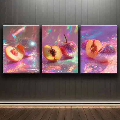 3pcs Dream Peach Illustration Wall Art Set Canvas Framed 60x90cm - High Quality Print 100% Australian Made Wall Canvas Ready to Hang - Bella Home Decor