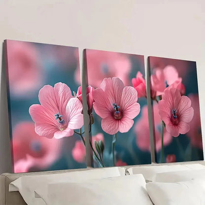 3pcs Pink Diascia Flower Twinspur  EQ   Wall Art Set Canvas Framed 40x60cm - High Quality Print 100% Australian Made Wall Canvas Ready to Hang