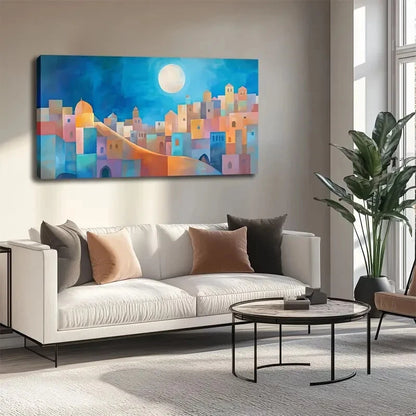 Abstract Geometric Cityscape Wall Art canvas office home room framed 120x60cm - Bella Home Decor