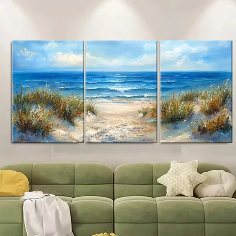 3pcs Ocean View Beach Scene Metal Print Ready to Hang Art