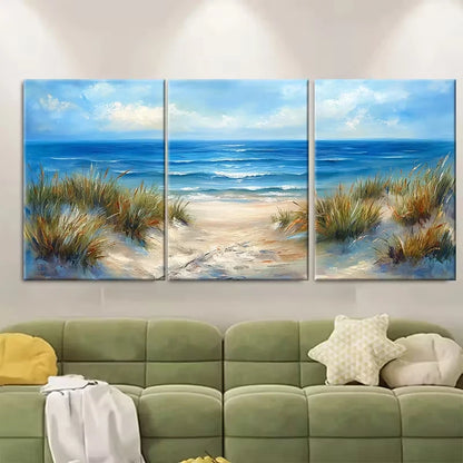 3pcs Ocean View Beach Scene Metal Print Ready to Hang Art