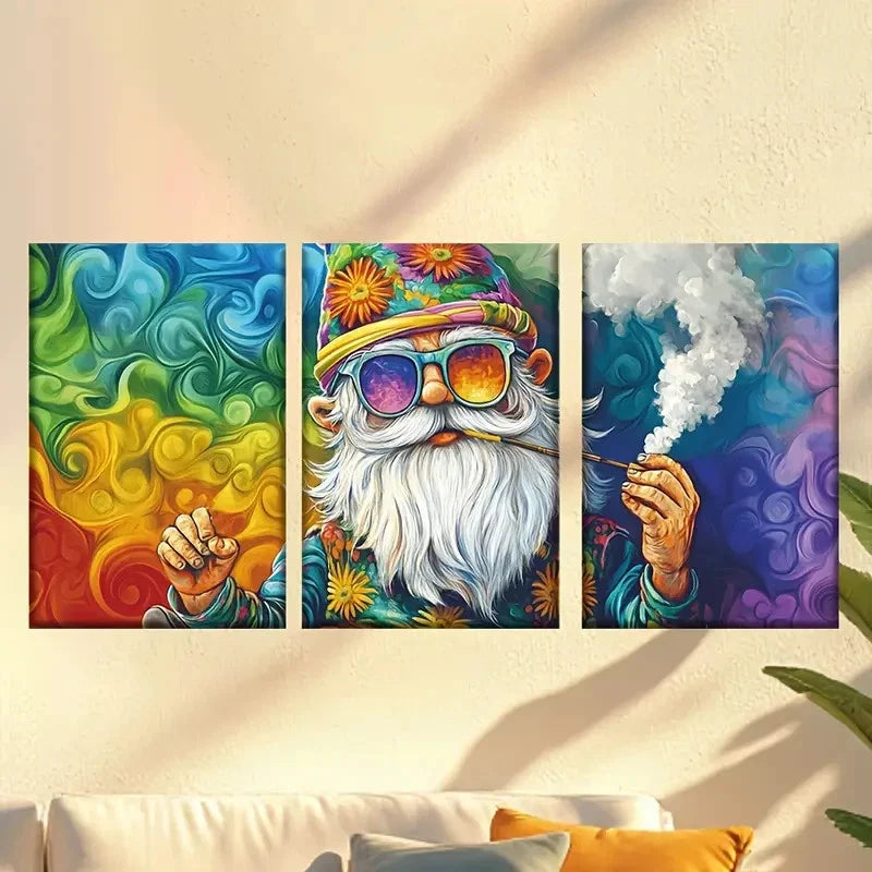 3pcs Dwarf with Glasses & Beard Wall Art Set Canvas Framed 60x90cm - High Quality Print 100% Australian Made Wall Canvas Ready to Hang - Bella Home Decor