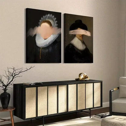 2pcs Dark Academy, Baroque Paintings, Altered Art, Renaissance Canvas Framed 50x75cm - High Quality Print 100% Australian Made Wall Canvas Ready to Hang - Bella Home Decor