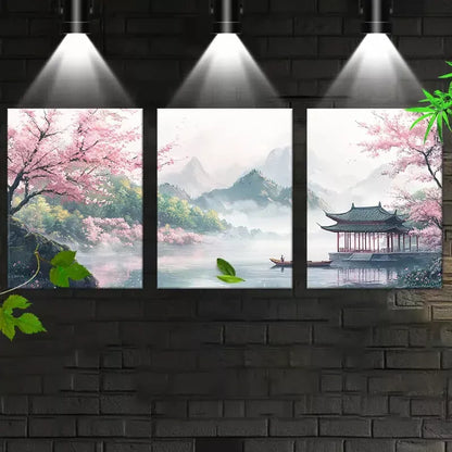 3pcTraditional Chinese Nature Landscape Style Art Set Canvas Framed 50x70cm - High Quality Print 100% Australian Made Wall Canvas Ready to Hang