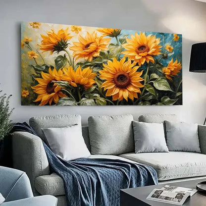 Vibrant Sunflower Flowers  Wall Art wall canvas office home room framed 120x60cm - Bella Home Decor
