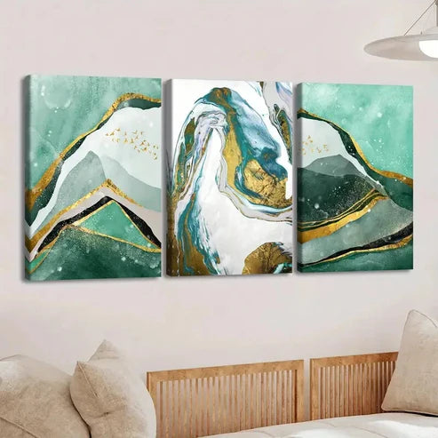 3pcs Simple Nordic Style Abstract Geometry Color Wall Art Set Canvas Unframed - High Quality Print 100% Australian Made Wall Canvas