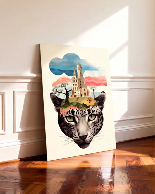 Abstract Leopard Pop Art Mixed Fantasy 40x60cm Metal Print Ready to Hang