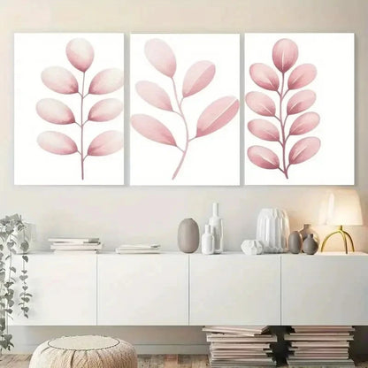 3pcs Pink Leaves Botanical Art Wall Art Set Canvas Framed 40x60cm - High Quality Print 100% Australian Made Wall Canvas Ready to Hang