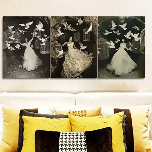 3pcs The trapped bride Wall Art Set Canvas Unframed - High Quality Print 100% Australian Made Wall Canvas