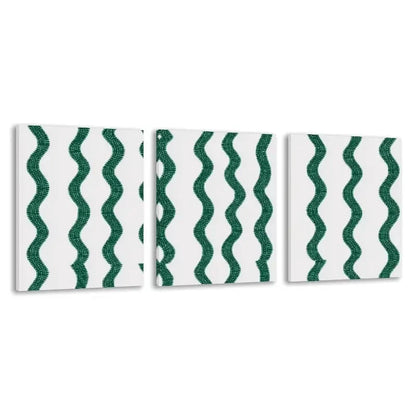 3pcs Green & White Abstract Design   Wall Art Set Canvas Framed 40x60cm - High Quality Print 100% Australian Made Wall Canvas Ready to Hang