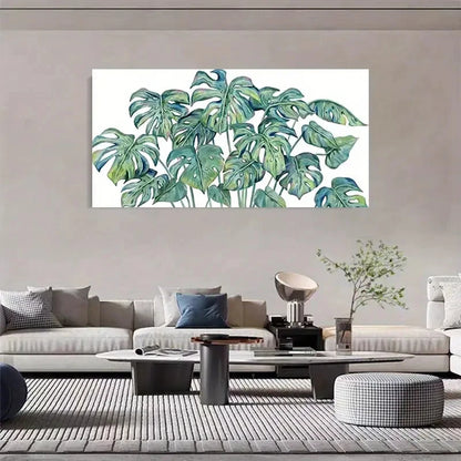 Jungle Plant Contemporary Retro Wall Art Canvas Office Home Room Framed 120x60cm