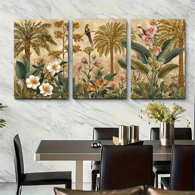 3pcs Egyptian Botanical & Desert Lands Perfect Wall Art Set Canvas Framed 50x70cm - High Quality Print 100% Australian Made Wall Canvas Ready to Hang - Bella Home Decor