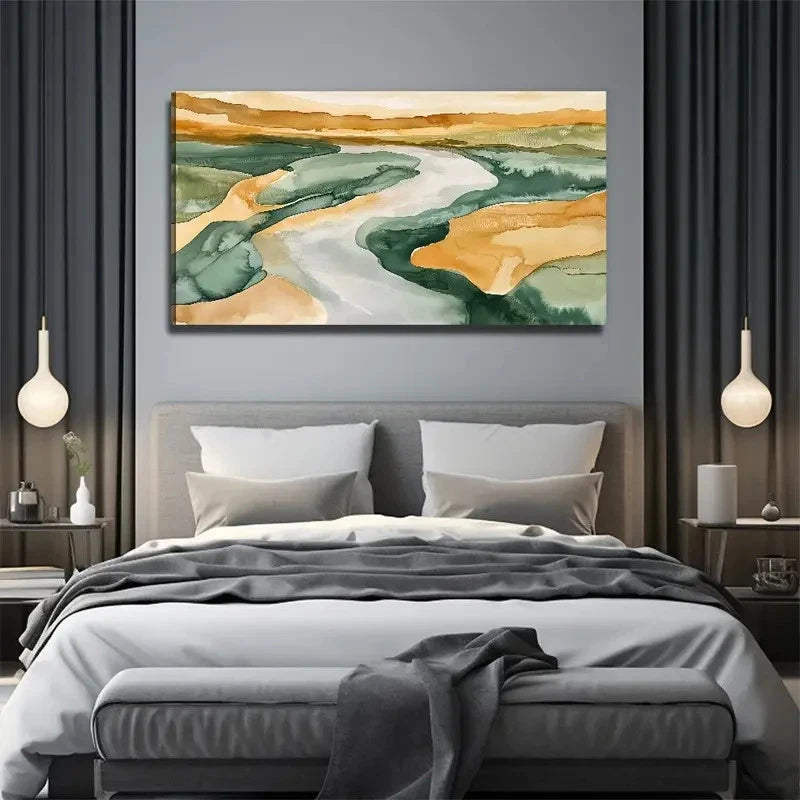The Bending River On The Earth Wall Art Canvas Office Home Room Framed 120x60cm