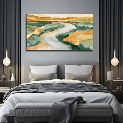 The Bending River On The Earth Wall Art Canvas Office Home Room Framed 120x60cm