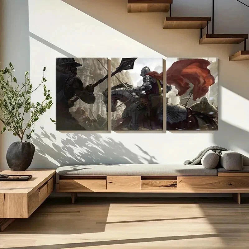 3pcs Vintage Medieval Style Aesthetic Wall Art Set Canvas Framed 50x70cm - High Quality Print 100% Australian Made Wall Canvas Ready to Hang - Bella Home Decor