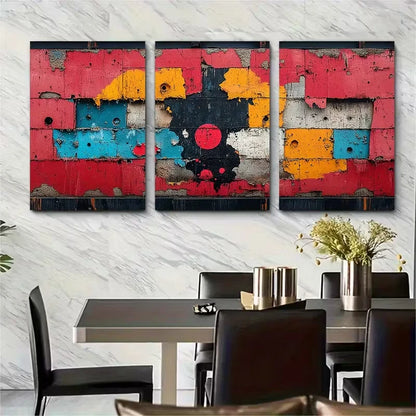 3pcs Weathered Concrete Grunge Texture Metal Print Ready to Hang Art