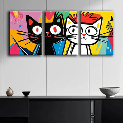 3pcs Abstract Cloth Painting Colorful Perfect Wall Art Set Canvas Unframed - High Quality Print 100% Australian Made Wall Canvas - Bella Home Decor