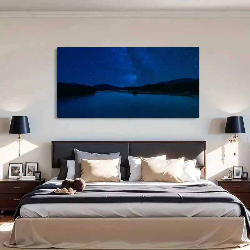 Milky Way Over Mountain Wall Art Canvas Office Home Room Framed 120x60cm
