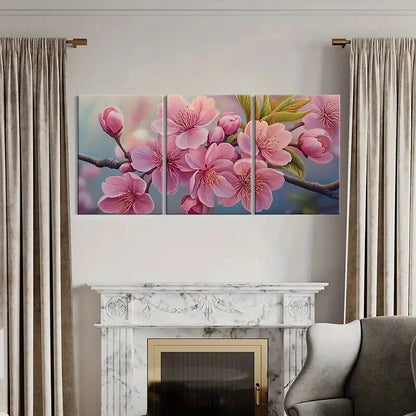 3pcs Pink Blossoms Flowers Spring Nature Metal Print Ready to Hang Art - Bella Home Decor