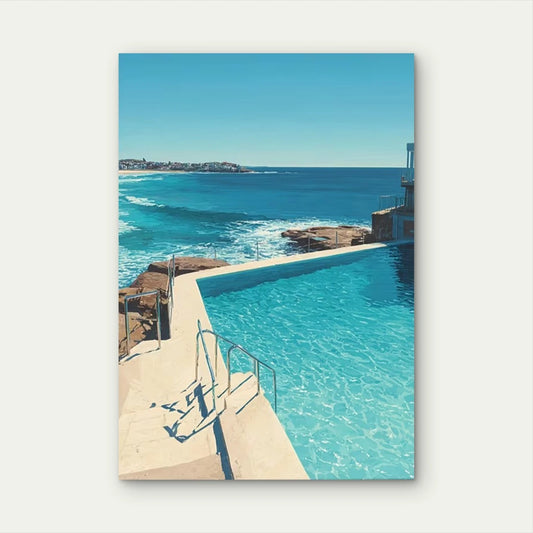 Bondi Ocean Pool Australia Coastal 60x90cm Metal Print Ready to Hang