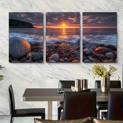 3pcs Boulder Beach Sunrise Long Exposure Metal Print Ready to Hang Art - Bella Home Decor