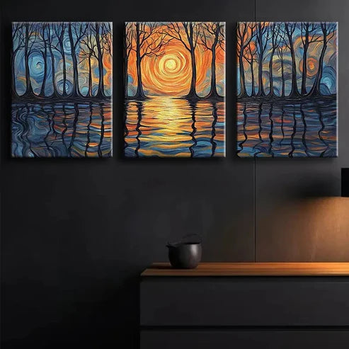 3pcs Abstract Ripple Reflections Shine Nature Wall Art Set Canvas Unframed - High Quality Print 100% Australian Made Wall Canvas - Bella Home Decor