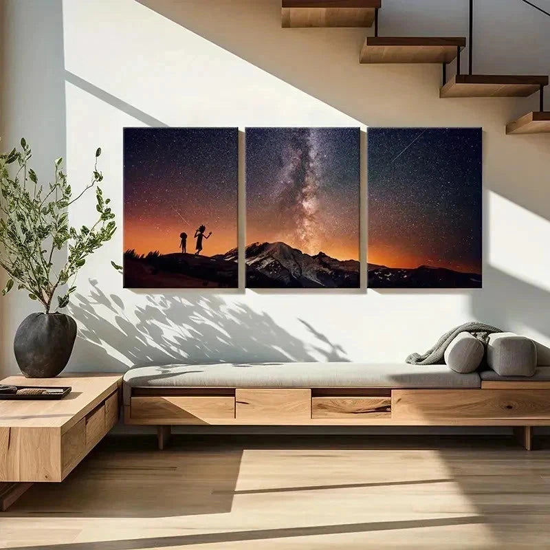 3pcs Classic Cartoon Art Starry Sky Wall Art Set Canvas Framed 40x60cm - High Quality Print 100% Australian Made Wall Canvas Ready to Hang - Bella Home Decor