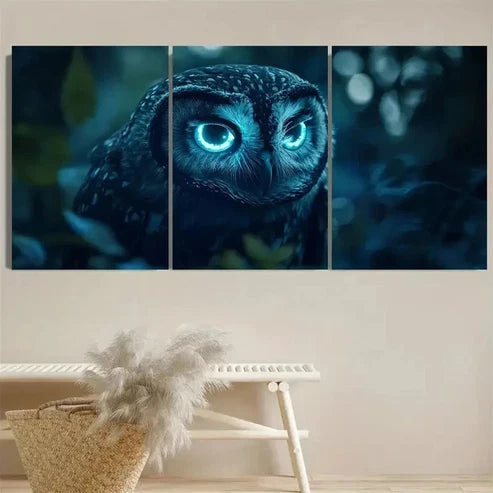 3pcs Enchanted Owl Wall Art Set Canvas Unframed - High Quality Print 100% Australian Made Wall Canvas