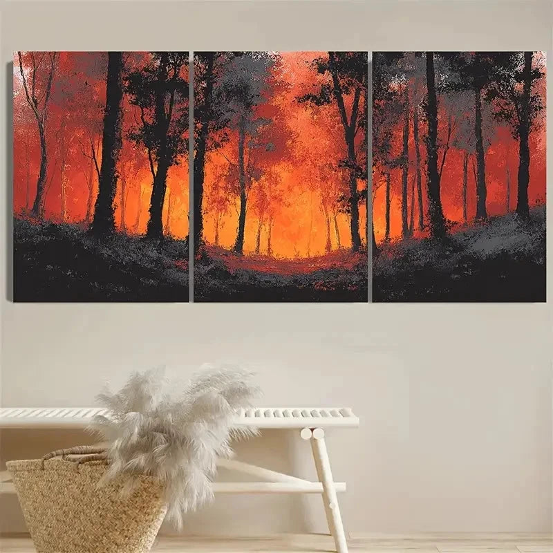 3pcs Forest Scene Contemporary Wall Art Set Canvas Framed 40x60cm - High Quality Print 100% Australian Made Wall Canvas Ready to Hang - Bella Home Decor