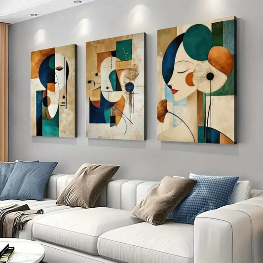 3pcs Dormitory Decoration, Abstract DD Wall Art Set Canvas Framed 60x90cm - High Quality Print 100% Australian Made Wall Canvas Ready to Hang