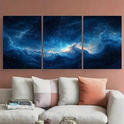 3pcs Blue Fantasy Dreamy Composition Metal Print Ready to Hang Art - Bella Home Decor