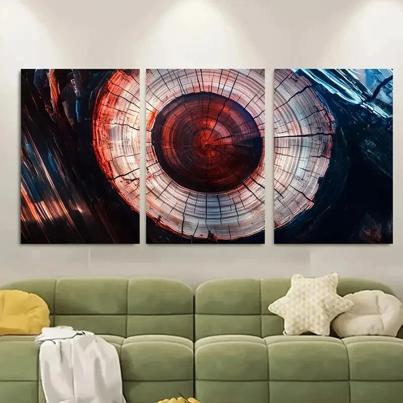 3pcs Radiant Tree Ring Metal Print Ready to Hang Art