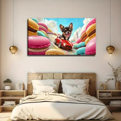 Whimsical Dog Drive Perfect Wall Art Canvas Office Home Room Framed 120x60cm