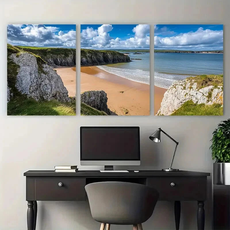 3pcs Pembrokeshire Coast National Park Travel Metal Print Ready to Hang Art - Bella Home Decor