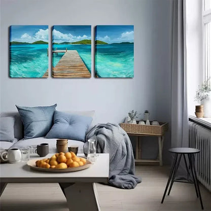 3pcs Coastal Landscape Triptych Wall Art Set Canvas Unframed - High Quality Print 100% Australian Made Wall Canvas - Bella Home Decor