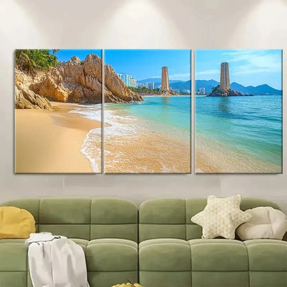 3pcs Acapulco Vibrant Beach Scenes RI Wall Art Set Canvas Framed 50x70cm - High Quality Print 100% Australian Made Wall Canvas Ready to Hang - Bella Home Decor
