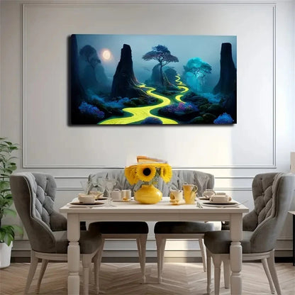 Majestic River Night Landscape Wall Art Canvas Office Home Room Framed 120x60cm