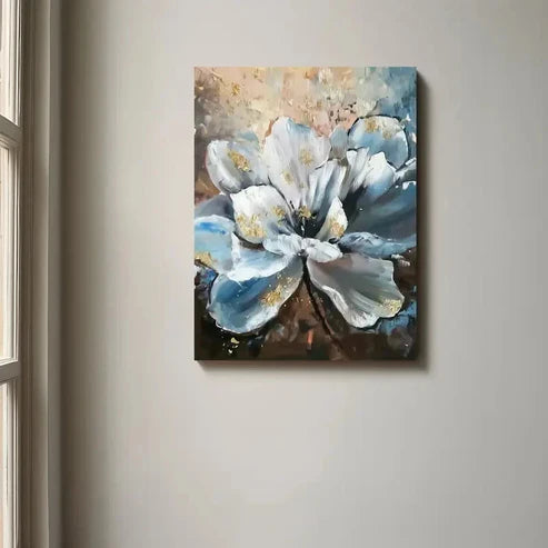 Beautiful Blue Flowers Abstract Flower Painting 60x90cm Metal Print Ready to Hang