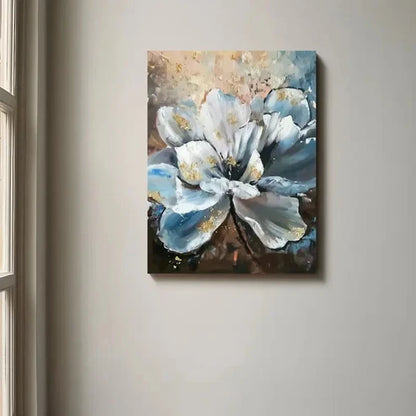 Beautiful Blue Flowers Abstract Flower Painting 60x90cm Metal Print Ready to Hang