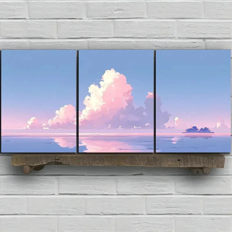 3pcs Beautiful Lines Modern Clouds Shaped Metal Print Ready to Hang Art - Bella Home Decor