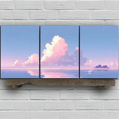 3pcs Beautiful Lines Modern Clouds Shaped Metal Print Ready to Hang Art - Bella Home Decor